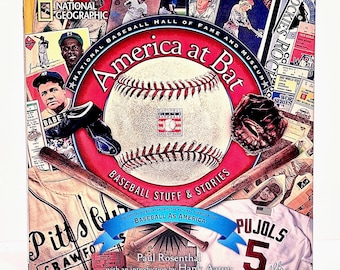 America At Bat Baseball Stuff and Stories Book 2002 National Geographic Vintage Hardcover Children's Baseball Book