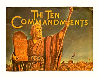 1956 El Programa de Recuerdos de los Diez Mandamientos Vintage Programa de los Diez Mandamientos Libro Cristiano
