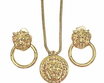 Vintage Anne Klein Locket Necklace and Earrings Set Anne Klein Jewelry Set Anne Klein Necklace and Earrings