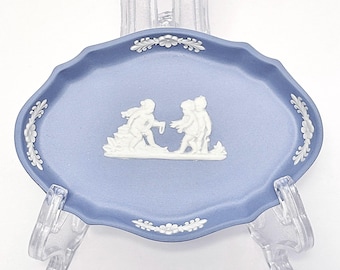 Vintage Wedgwood Blue Jasperware Dish With Box 4 1/4” Small Dish Judacia Collectible