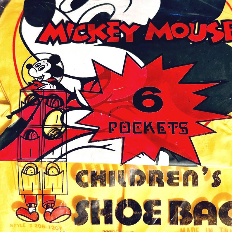 Vintage New Mickey Mouse Children’s Shoe Bag Walt Disney Productions 1950s Shoe Bag Bild 2