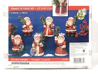 NIP Accents Unlimited Santas Unfinished Chalkware Santas New in Box Ready to Paint Unfinished Santas New Unfinished Santas