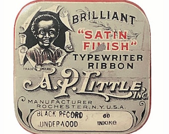 A.P. Little Typewriter Tin Vintage Typewriter Ribbon Tin Black Americana Collectible Advertising Collectible Vintage Tins Typewriter Tins