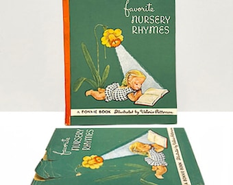 1946 Rimas infantiles favoritas Bonnie Libro con sobrecubierta Vintage Nursery Rhymes Tapa dura Libro para niños Vintage Bonnie Book