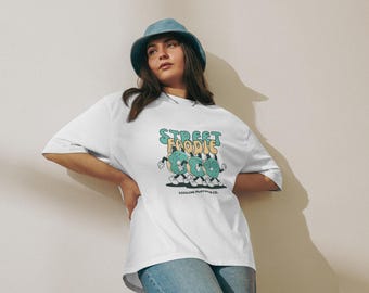 Comfort Fit Oversized Heavyweight Tee, Women's Streetwear T-shirt, Soft Cotton, Hand Printed Top, Casual Lover Gift