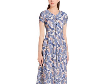 Puff Sleeve Button Through Dress