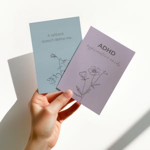 ADHD Affirmationskarten - Druckbare Karten für psychische Gesundheit | Positive Achtsamkeit Deck | Blumen-Self-Care-Karten | Pastell Digital Download