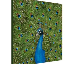 Peacock Canvas Wall Art – Vibrant Home Decor (20x20 in)