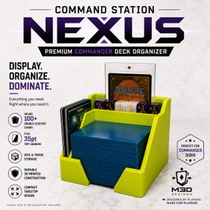 Command Station Nexus | MTG Commander Organizer | Deck Holder with Top Loader Display