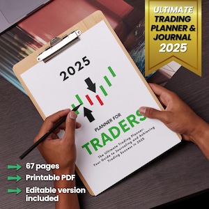オールインワンの究極のトレーディングプランナーとジャーナル 2025 | デジタルダウンロード | 印刷可能な PDF | A4 およびレターサイズ