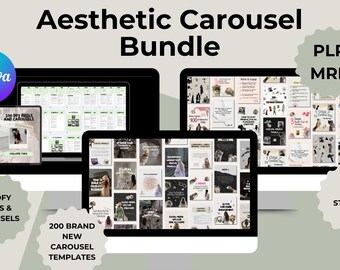 Aesthetic Carousel Bundle with MRR/PLR / Carousel Templates for Instagram and Tiktok Social Media Carousel Templates Rights dfy