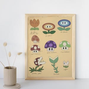 Mario Botanical Guide - Mario power up inspired art print