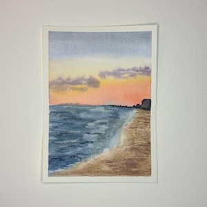 Pier Sonnenuntergang Aquarell Gemälde: Panama City Beach Art (4.25x5.75)