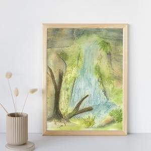 Latourell Falls Watercolor Painting: Columbia River Gorge Art
