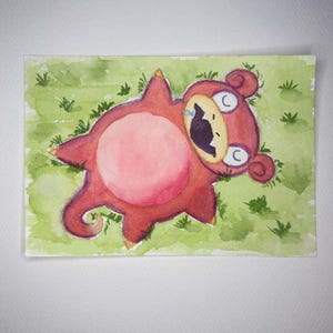 Serene Slowpoke Watercolor Painting - 5x7 Original Watercolor Art