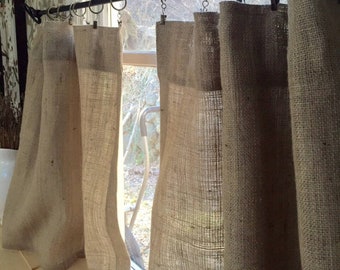 Natural Burlap Cafe Curtains, set of 2 panels