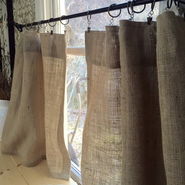 Natural Burlap Cafe Curtains, set of 2 panels