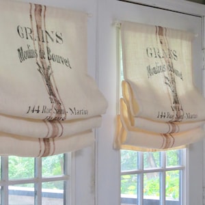 French Stamp Burlap Door Curtain Valance Single Panel image 1