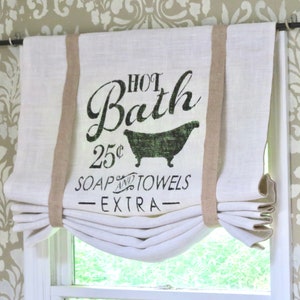 Hot Bath Bathroom Burlap Curtain Valance, Ivory