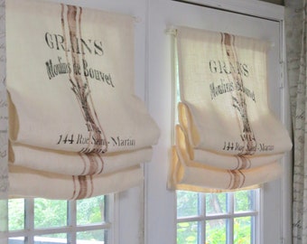 French Stamp Burlap Door Curtain Valance Single Panel