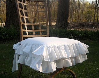 White Ruffled Chair Cover