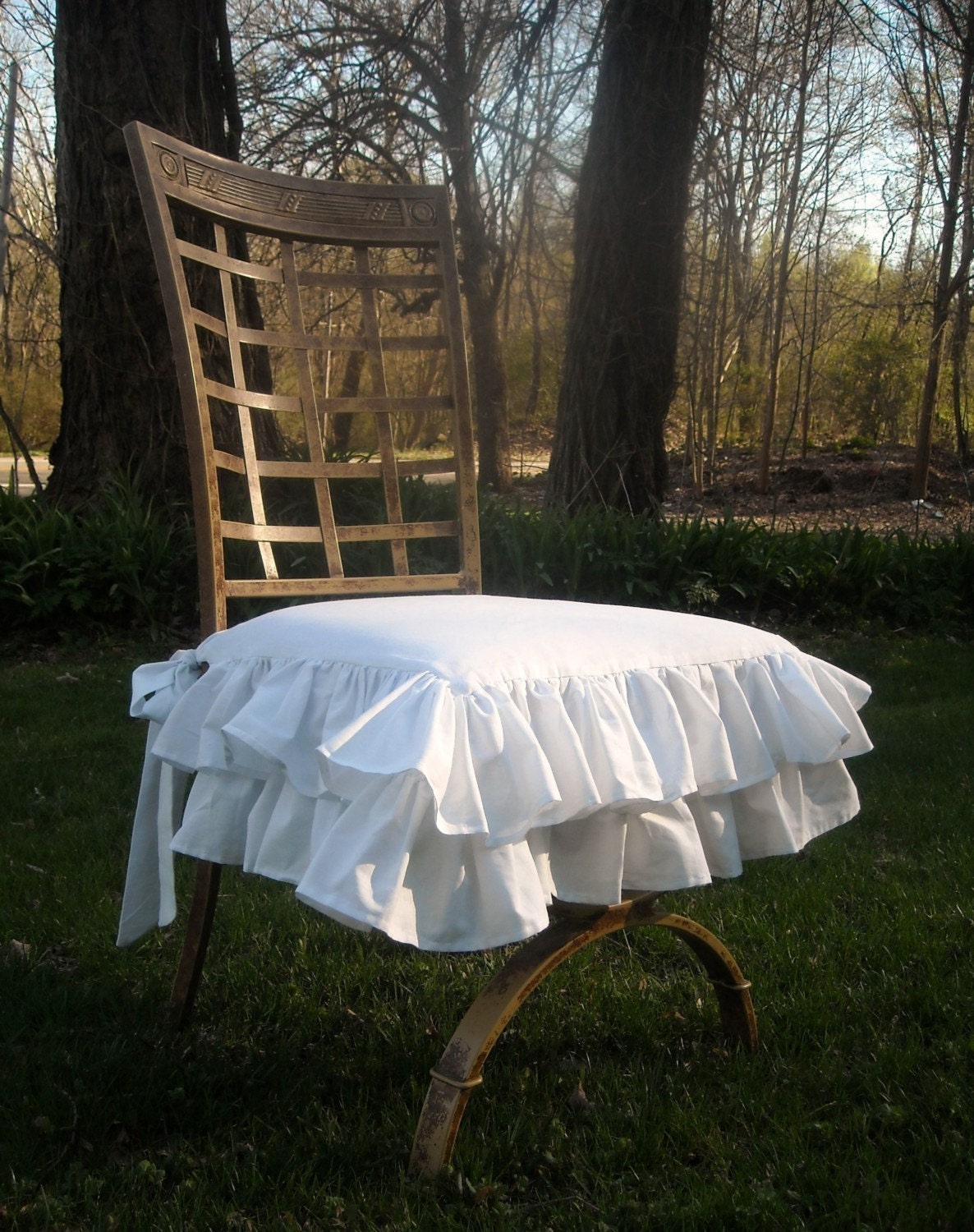 White ruffle chair covers deals