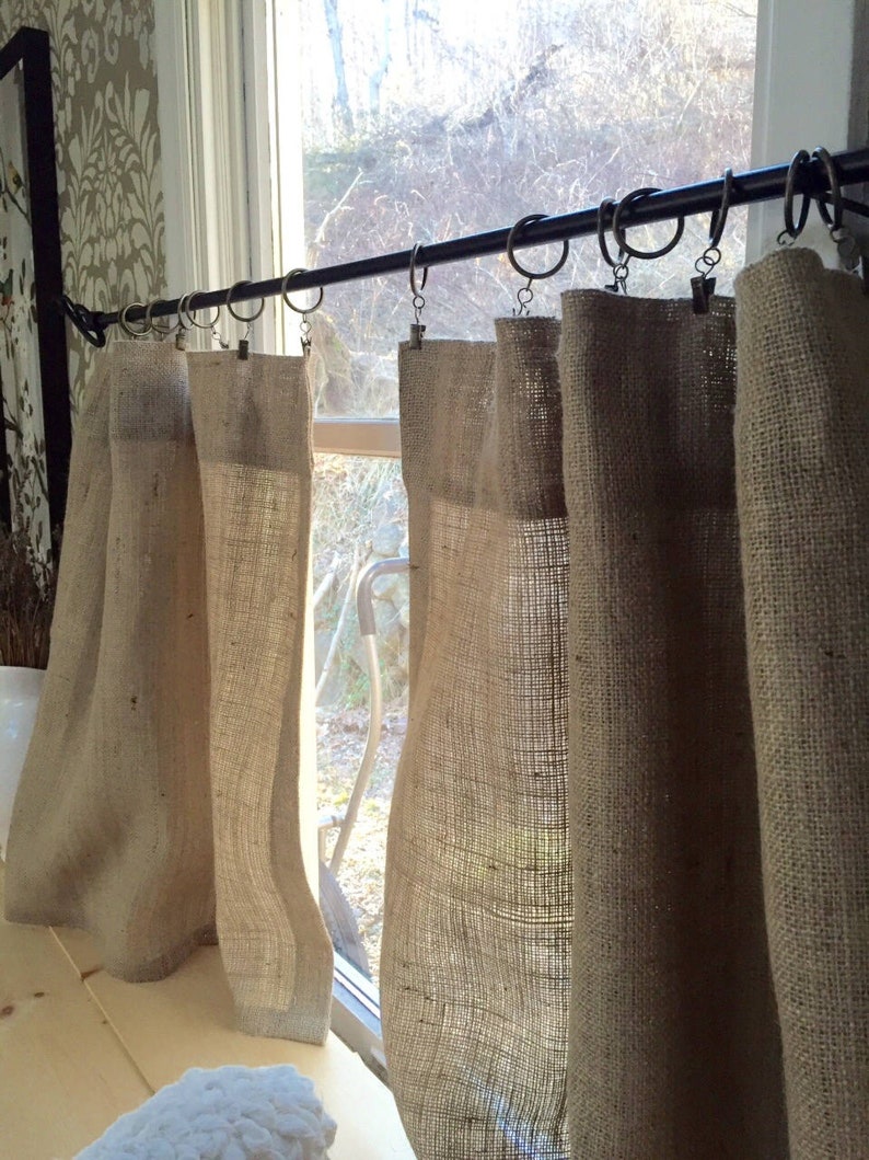 Natural Burlap Cafe Curtains, set of 2 panels image 4