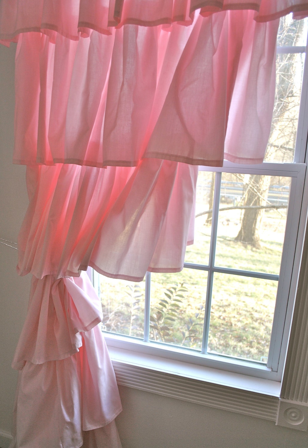 Pink Cotton Ruffled Curtain Etsy