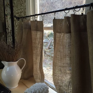 Natural Burlap Cafe Curtains, set of 2 panels image 3