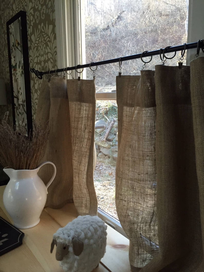 Natural Burlap Cafe Curtains, set of 2 panels image 3