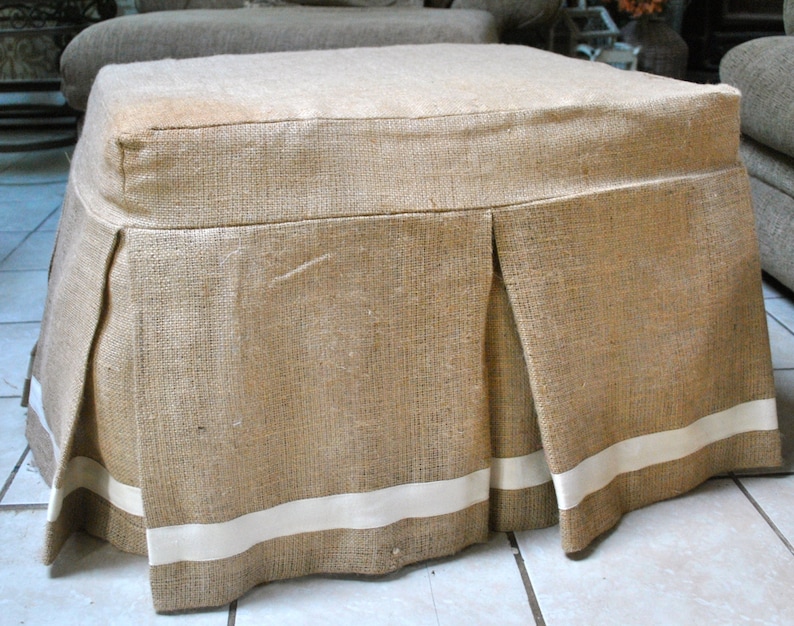 Burlap Ottoman Slipcover image 2