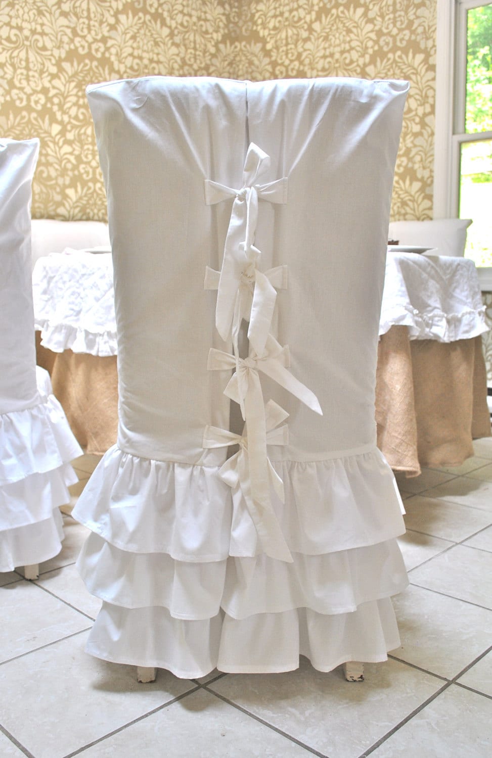 White Ruffle Chair Slipcovers