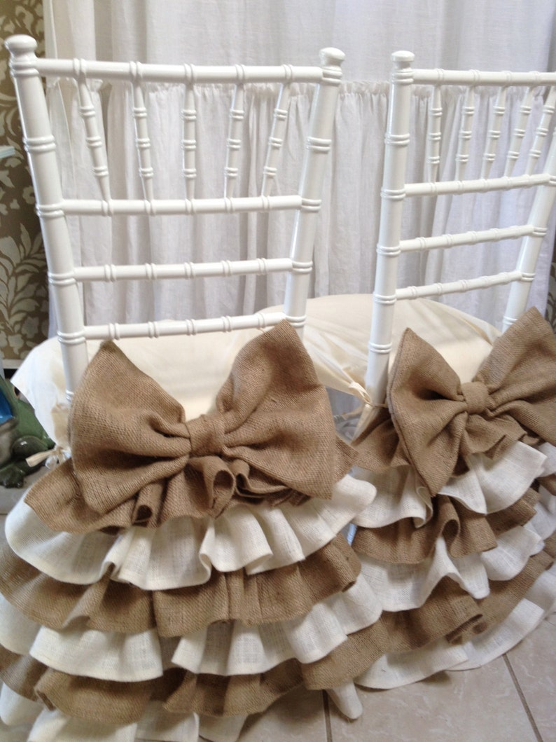 Burlap ruffled chair cover | Etsy