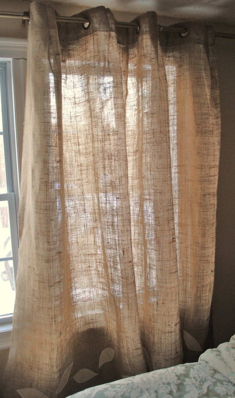 Burlap Curtain Panel with Grommets image 4