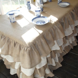 Burlap Ruffled Tablecloth image 4