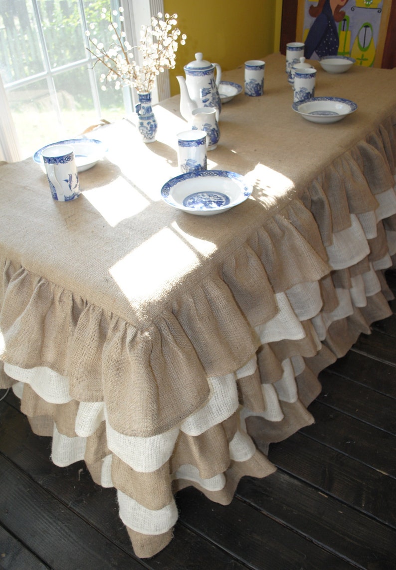 Burlap Ruffled Tablecloth image 4