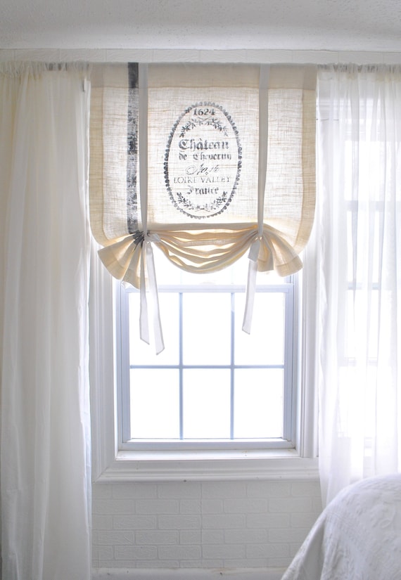 Chateau Ivory Burlap Panel With Ties Etsy