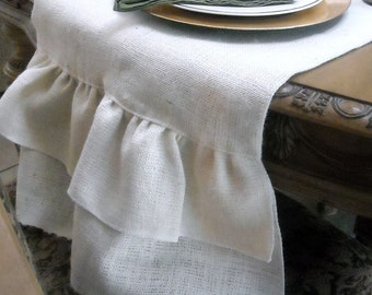 Ivory Burlap Table Runner