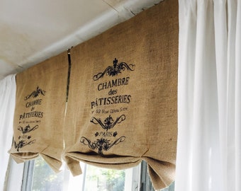 Chambre Patisseries Natural Burlap Curtain Valance w Non Adjustable Length