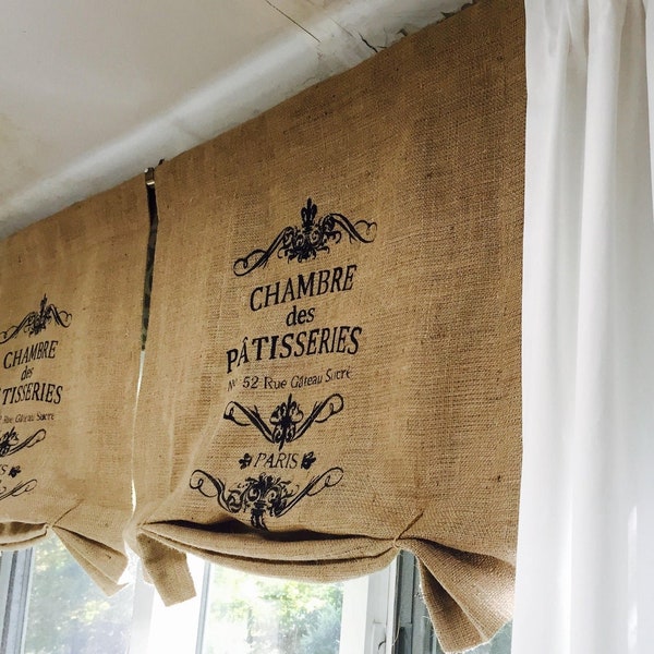 Chambre Patisseries Natural Burlap Curtain Valance w Non Adjustable Length