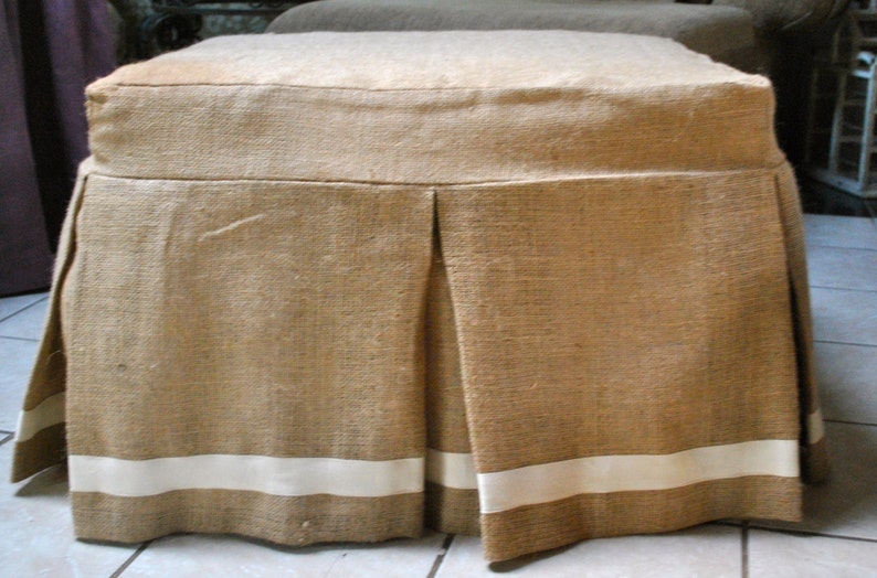 Burlap Ottoman Slipcover image 3