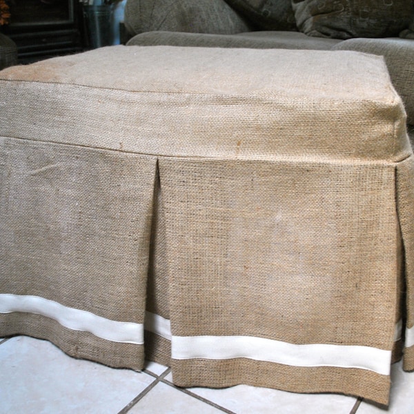 Burlap Ottoman Slipcover