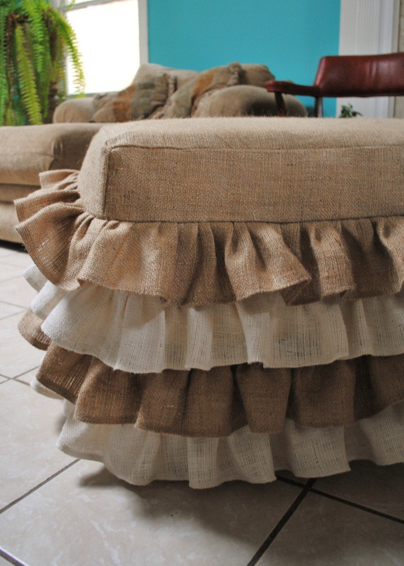 Burlap Ottoman Cover Etsy
