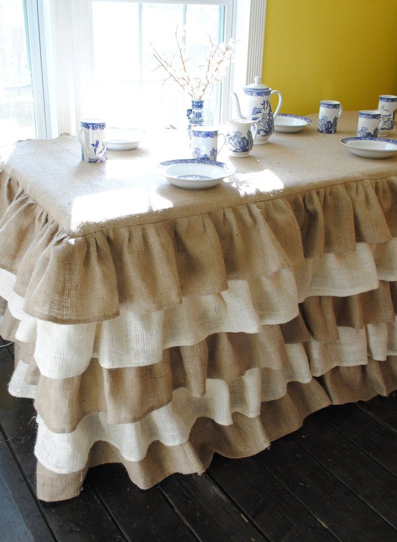 Burlap Ruffled Tablecloth image 3
