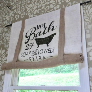 Hot Bath Bathroom Burlap Curtain Valance, Ivory image 7