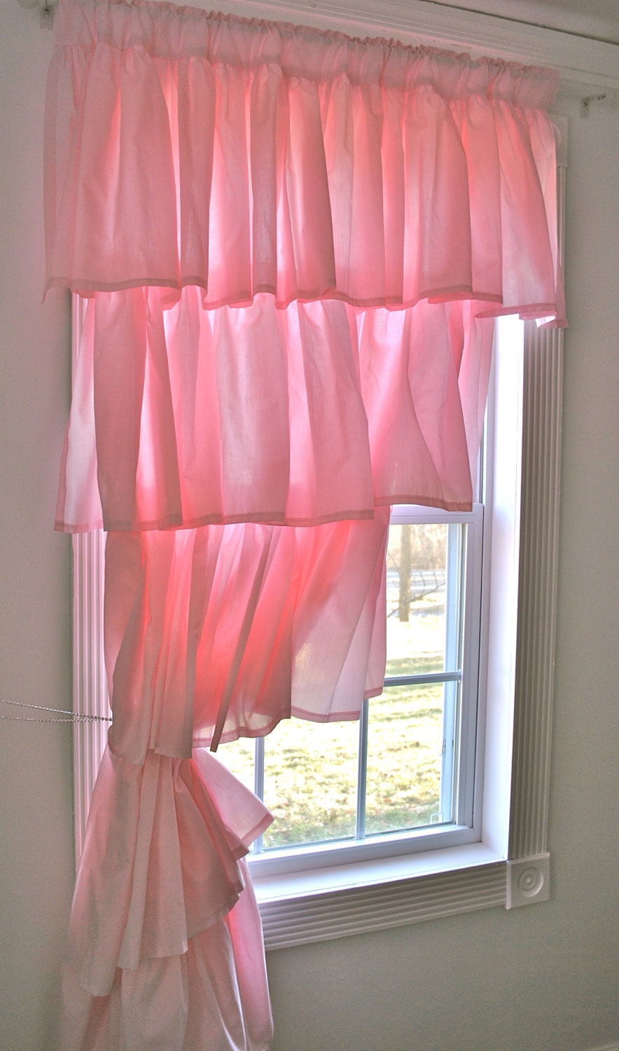 Pink Cotton Ruffled Curtain Etsy
