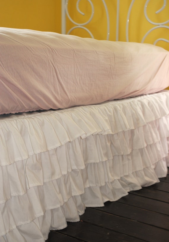 White Ruffle Bed Skirt Queen or King Etsy