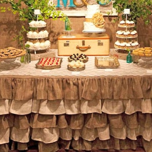 Burlap Ruffled Tablecloth
