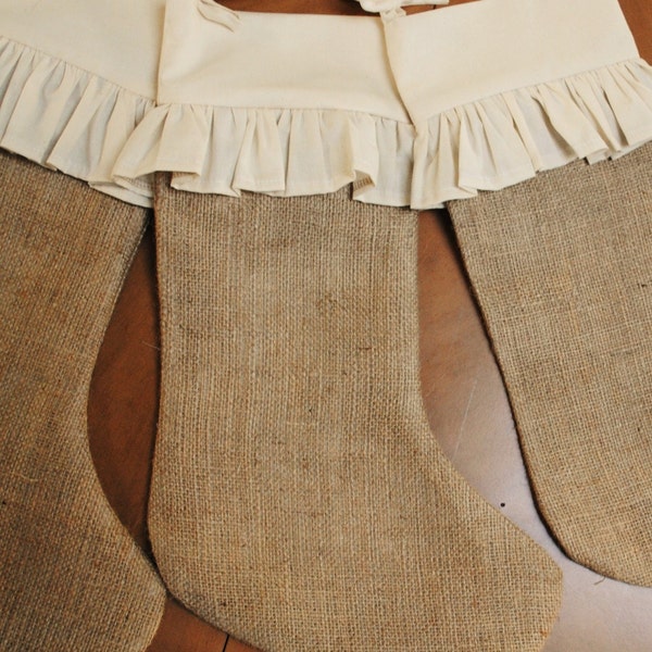 Natural Burlap Christmas Stockings