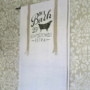 Hot Bath Bathroom Burlap Curtain Valance, Ivory image 4